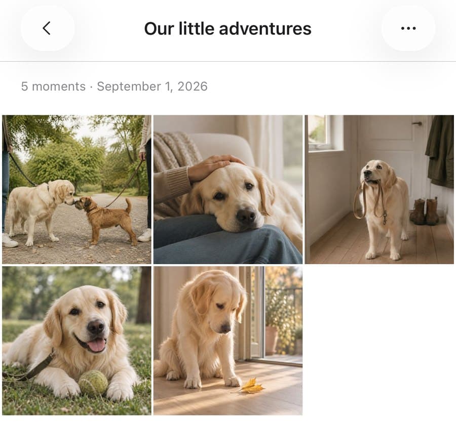 An album with five photos of Milo